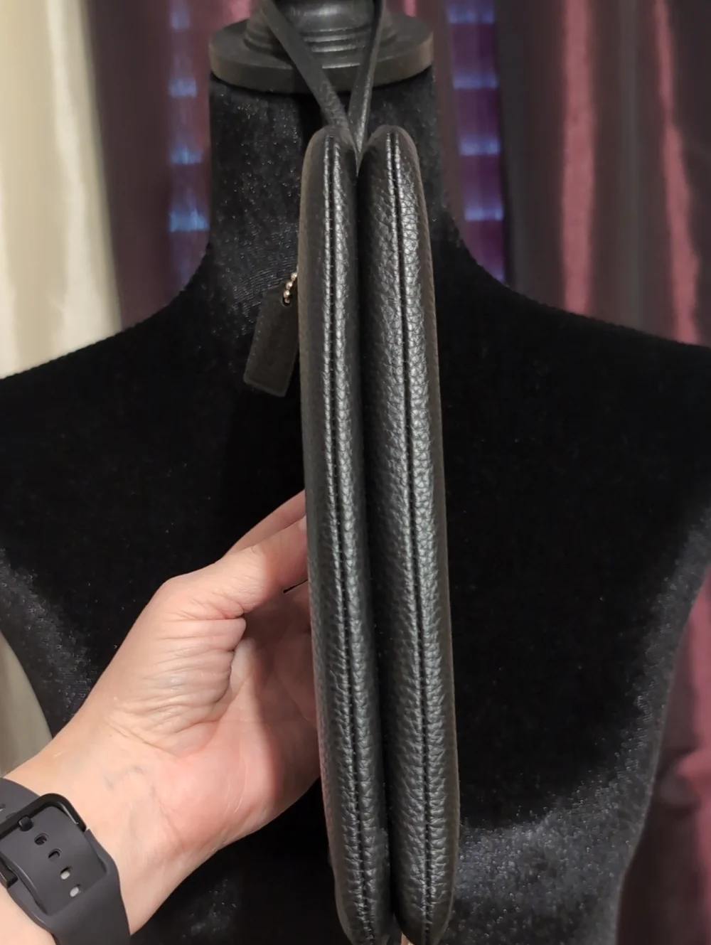 Coach Black Pebbled Leather Double Zip Wristlet with Gold Hardware 7